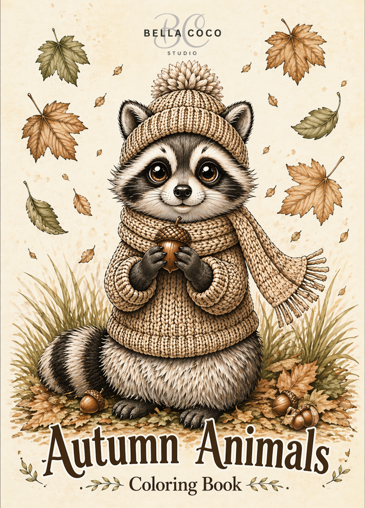 Autumn Animals Printable Adult Coloring Book