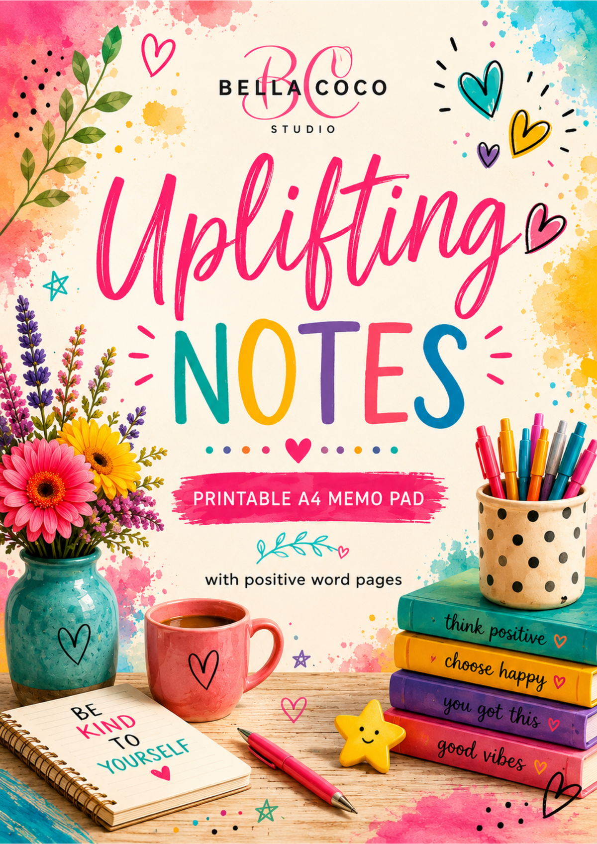Uplifting Notes – Printable A4 Memo Pad