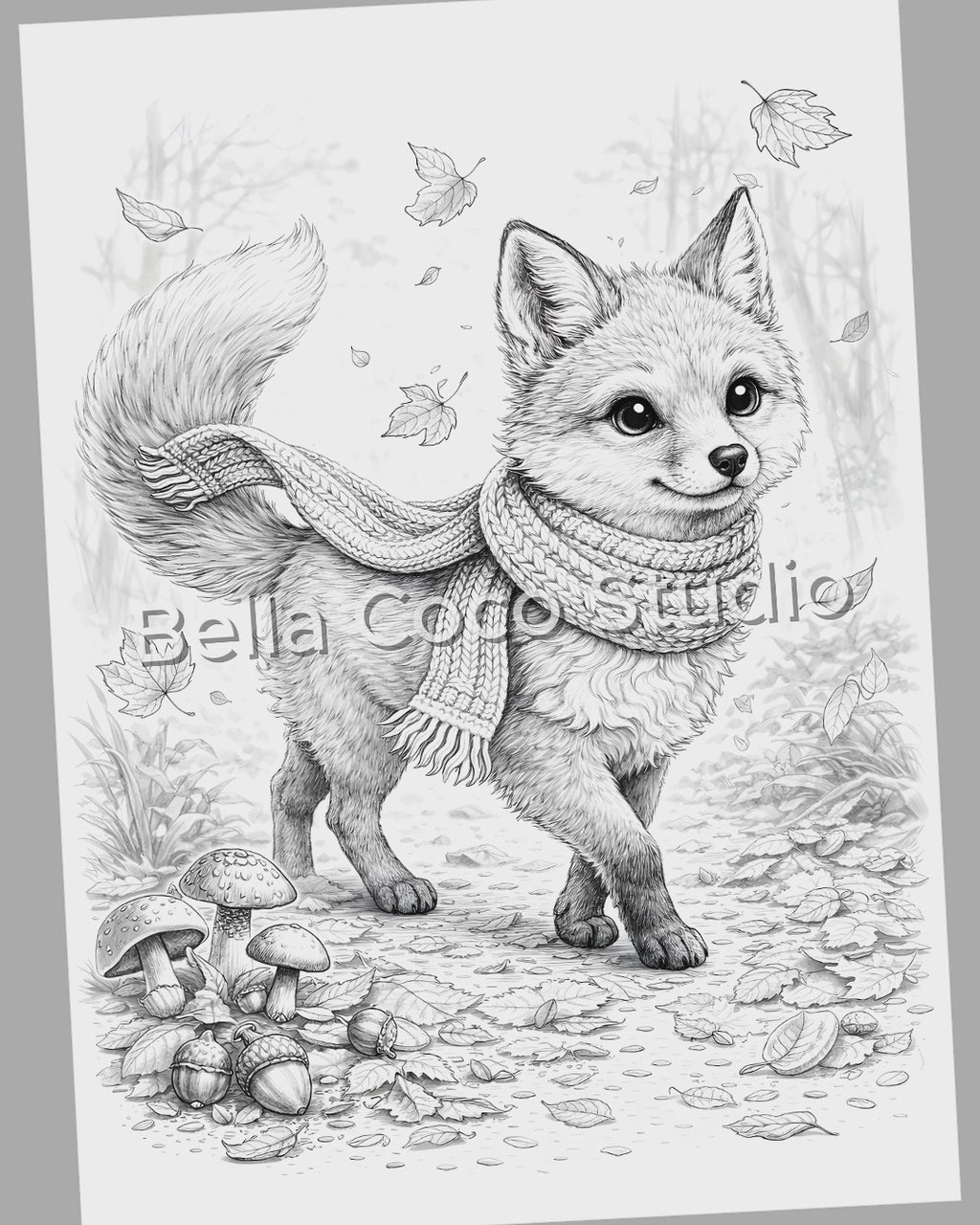 Autumn Animals Printable Adult Coloring Book