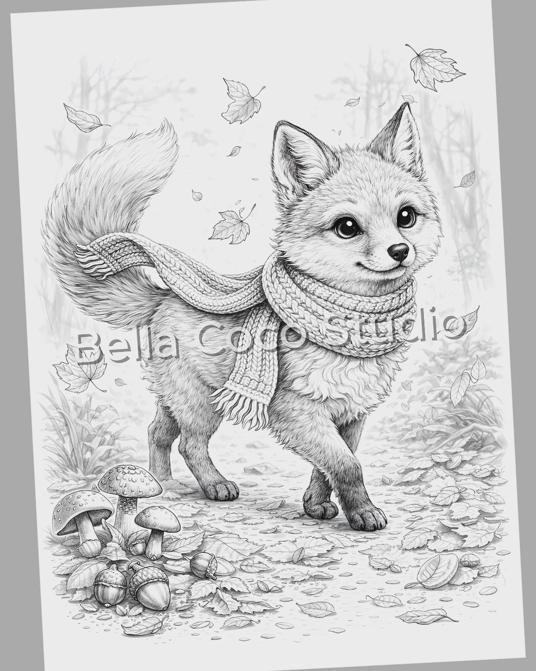 Autumn Animals Printable Adult Coloring Book